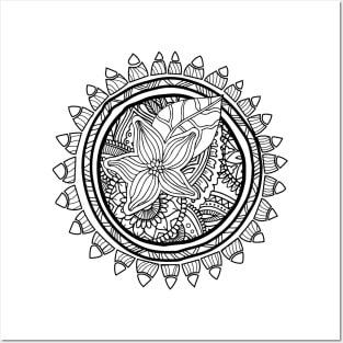 Lineart zentangle mandala Posters and Art